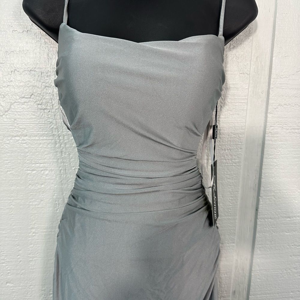 La Femme Silver Spaghetti Strap Backless Dress Size 2 NWT - Picture 6 of 11